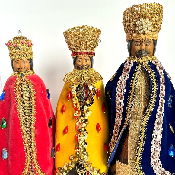 Vintage Mrs. Butterworth Three Wise Men Handmade Decorated Costume Jewlery - Picture 2 of 14